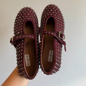 BRAND NEW Alaia Strass Ballet Flats Garnet Red Size 38.5 (US Women's 8.5)